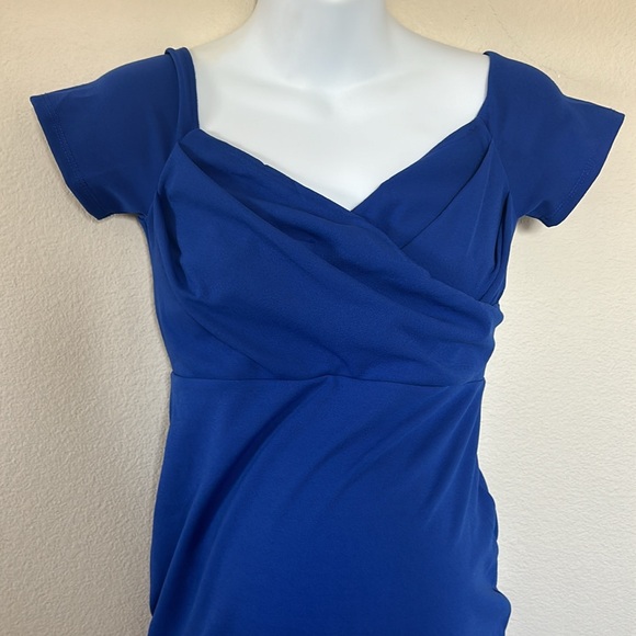 PinkBlush Royal Cobalt Blue Off Shoulder Sweetheart
Neckline Maternity Dress - Picture 5 of 11